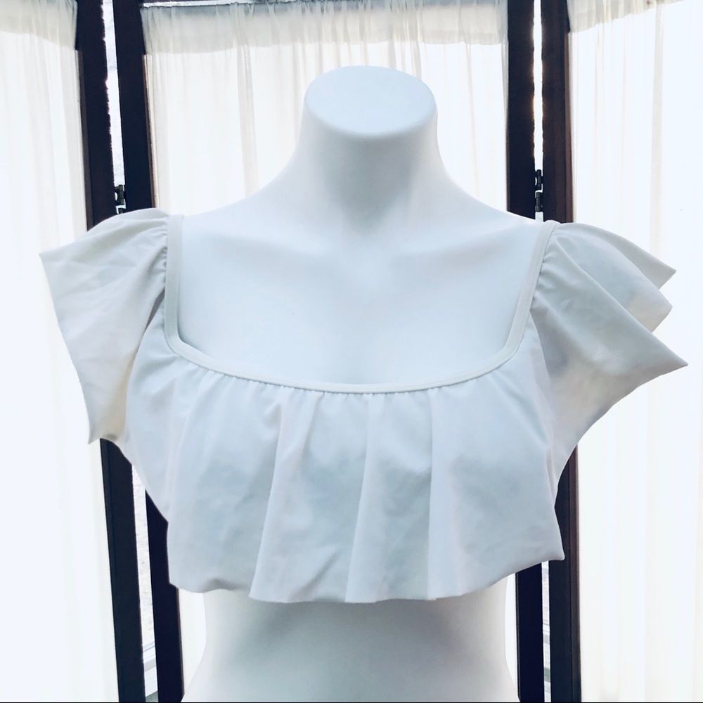 Victoria's Secret White Ruffle Flounce Bikini top